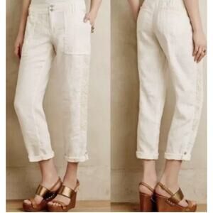 Anthropologie Hei Hei Marlena Crochet 100% Linen‎ Pants Size 27